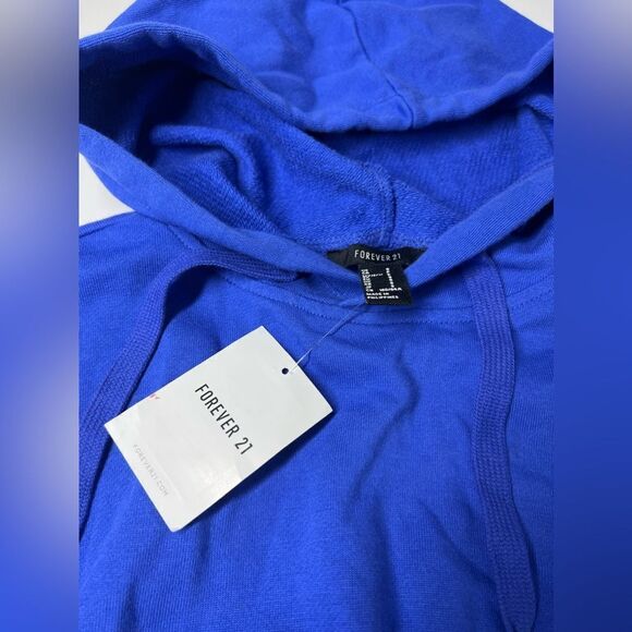Forever 21 Blue Simple Crop Hoodie NWT Size S - Picture 4 of 9